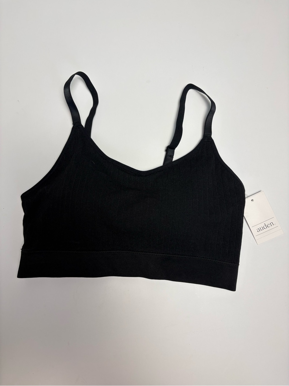 Auden Seamless Knit Lightly Lined Black Bralette Large